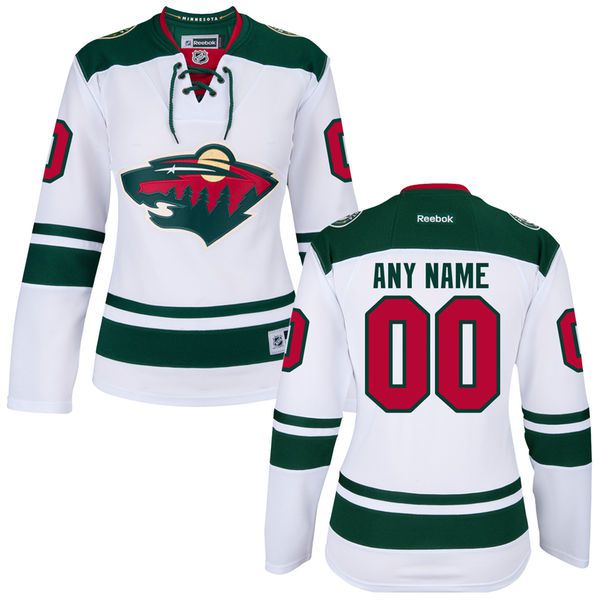 Women Minnesota Wild Reebok White Custom Premier NHL Jersey